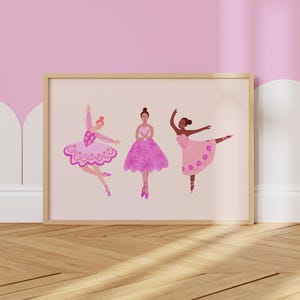 Decorazione murale con ballerina per la cameretta dei bambini. Stampa con scena di ballerine di danza classica.