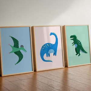 Dinosaur Watercolour Print Set of 3: Nursery Wall Art (Digital Download)