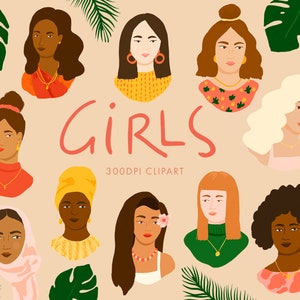 Clipart per ragazze / Download digitale di donne diverse / PNG 300DPI