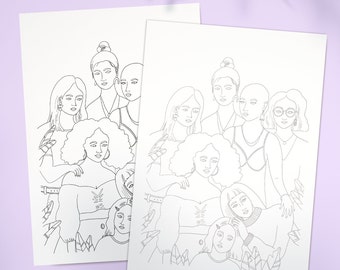 Printable Colouring Page | Adult Colouring Sheet | International Women's Day: Women Support Women