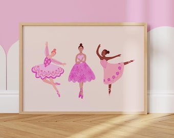Ballerina Nursery Print, Cute Ballet Dancers Art (Digital Download)
