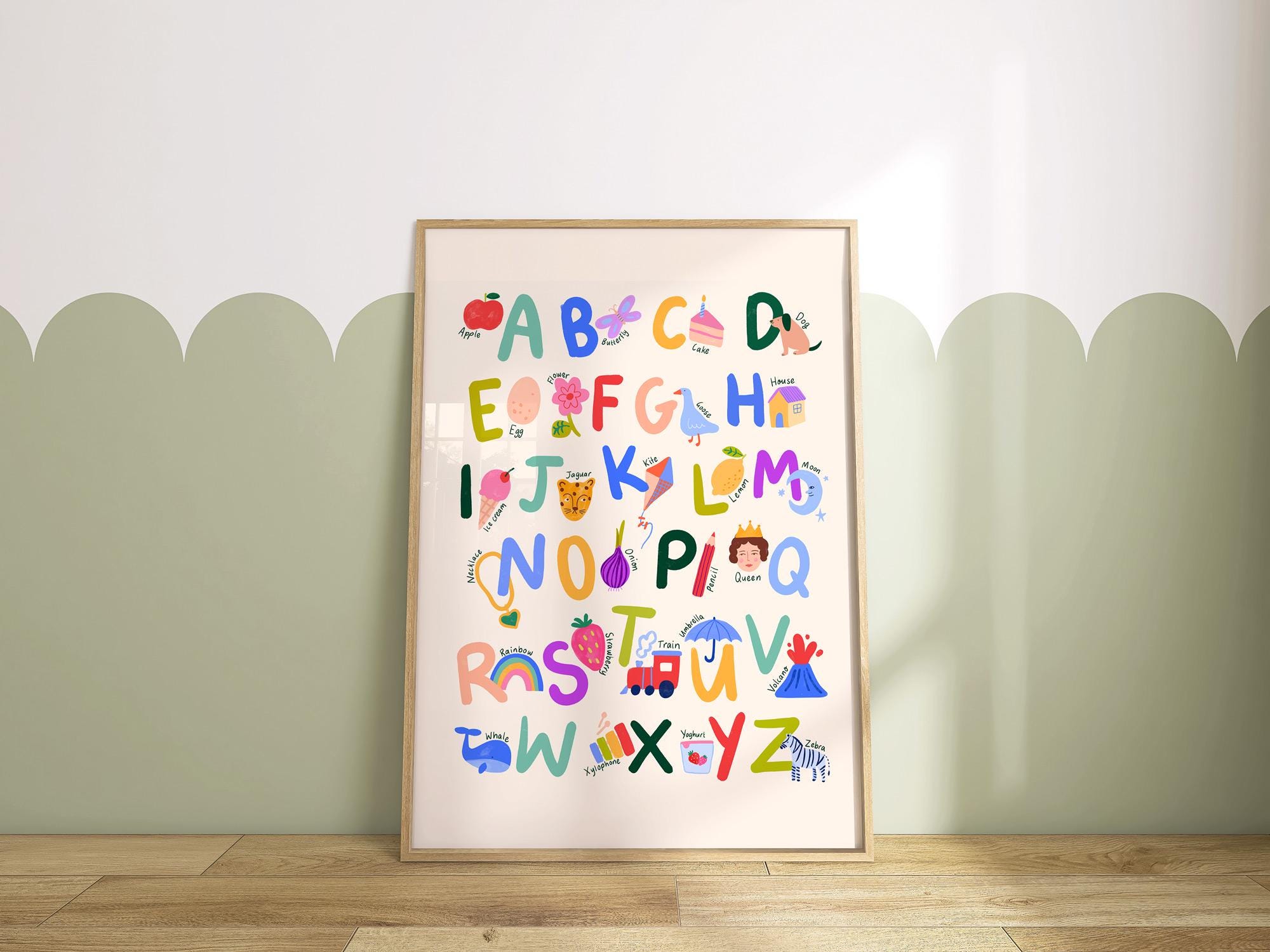 Digital Download Alphabet Poster for Children's Nursery. ABC Bright ...