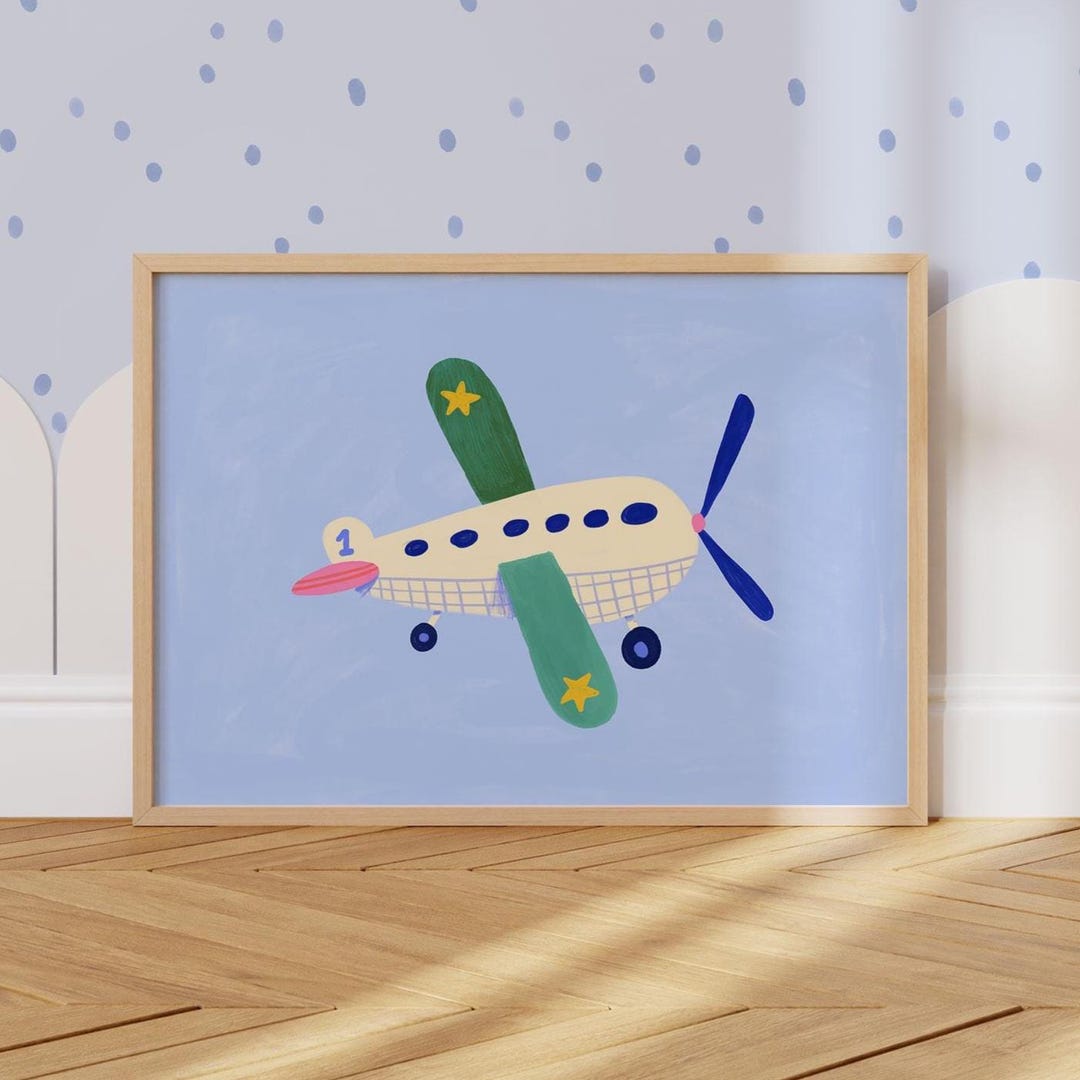 Colourful Airplane Nursery Print: Nursery and Kids Room Wall Art ...
