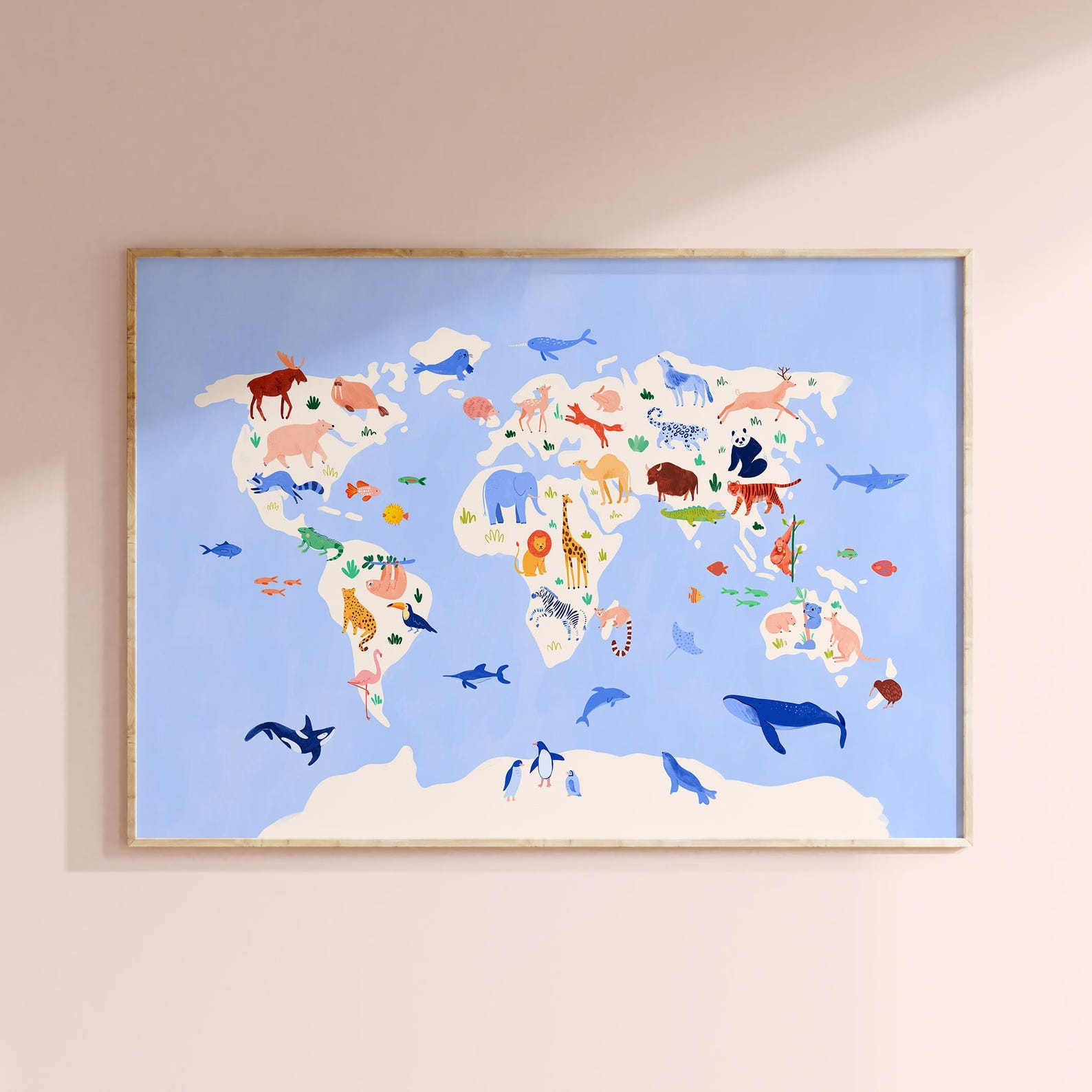 Animal World Map Poster for Nursery, Kids Bedroom or Classroom ...