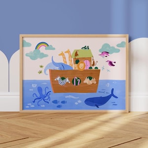 Noah's Ark Nursery Print: Bible Story Kids Wall Art (Digital Download)
