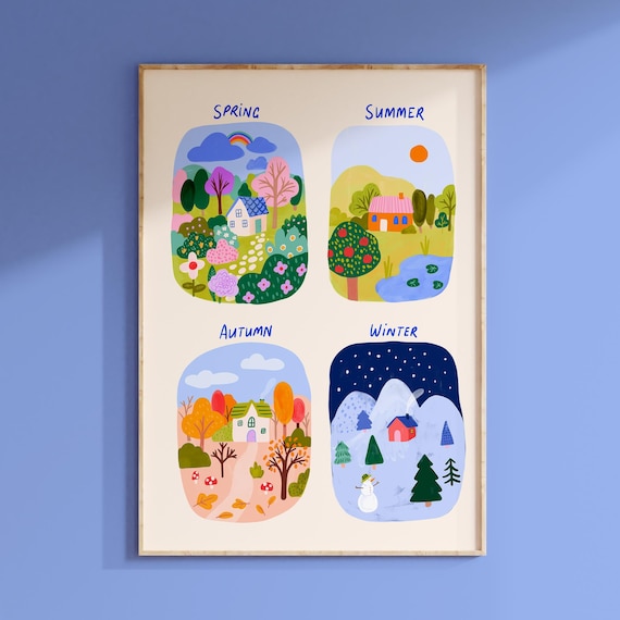 Seasons Print for Kids: Educational Classroom & Homeschool Wall Art