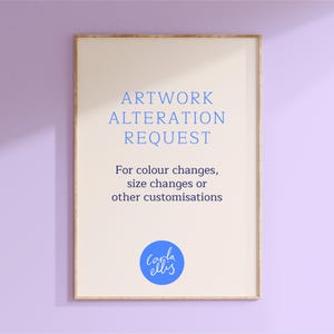Artwork Customisation Request. Change Colour, Size or Personalisation