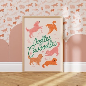 Printable Cavoodle, Cavapoo Wall Art Poster. Cute Dog Art for Cavoodle Lover. Children&#39;s Nursery Print. Digital Download