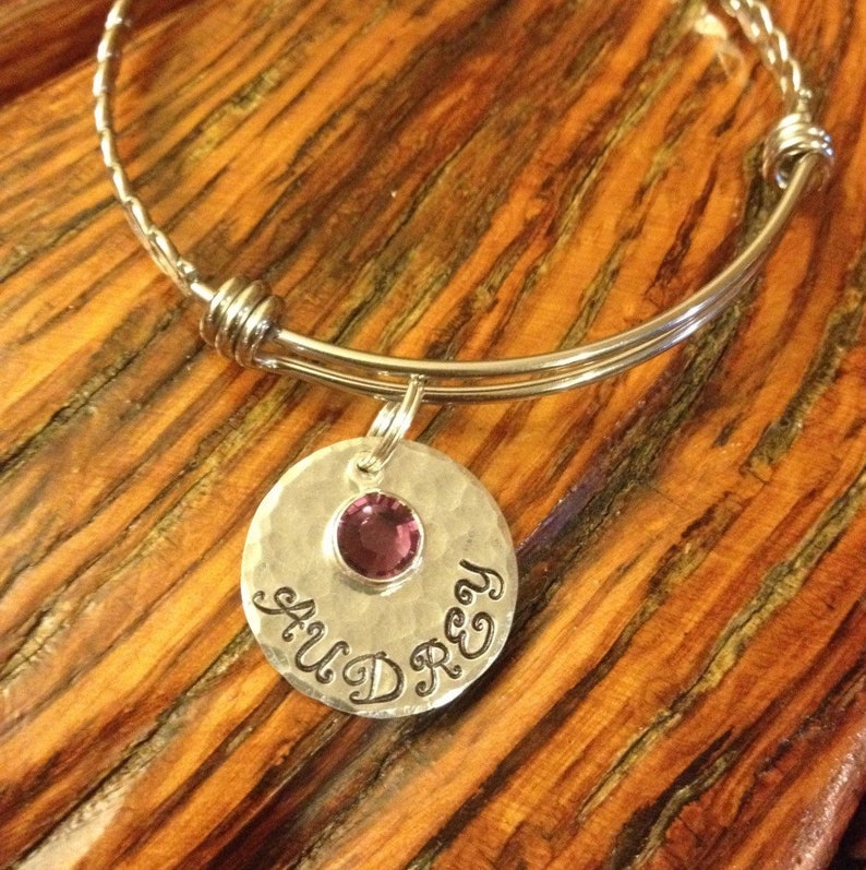 Childs Personalized Bangle Bracelet Handstamped Hand Stamped Etsy
