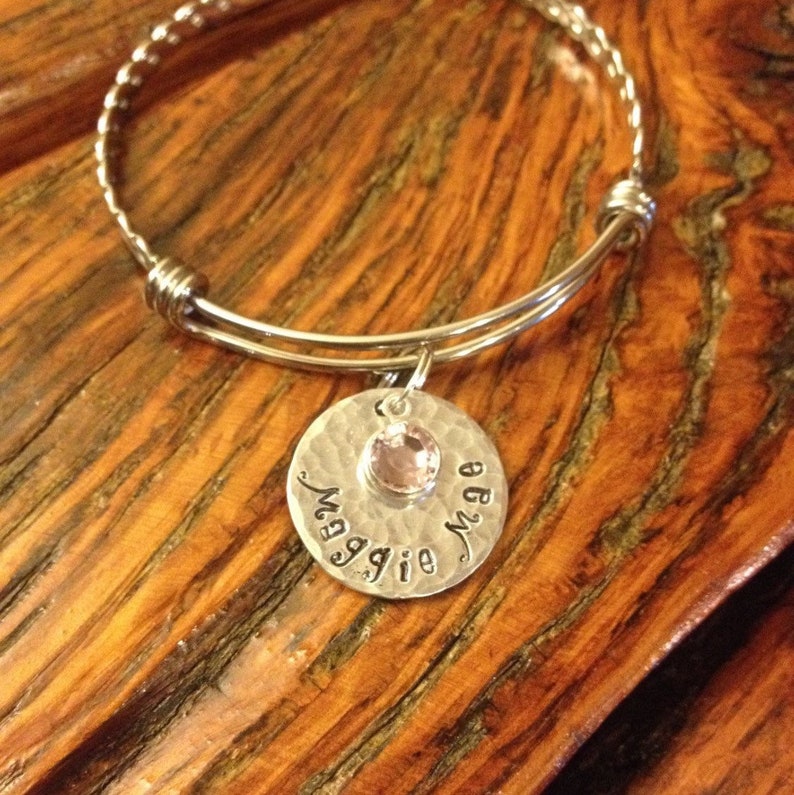 Childs Personalized Bangle Bracelet Handstamped Hand Stamped Etsy