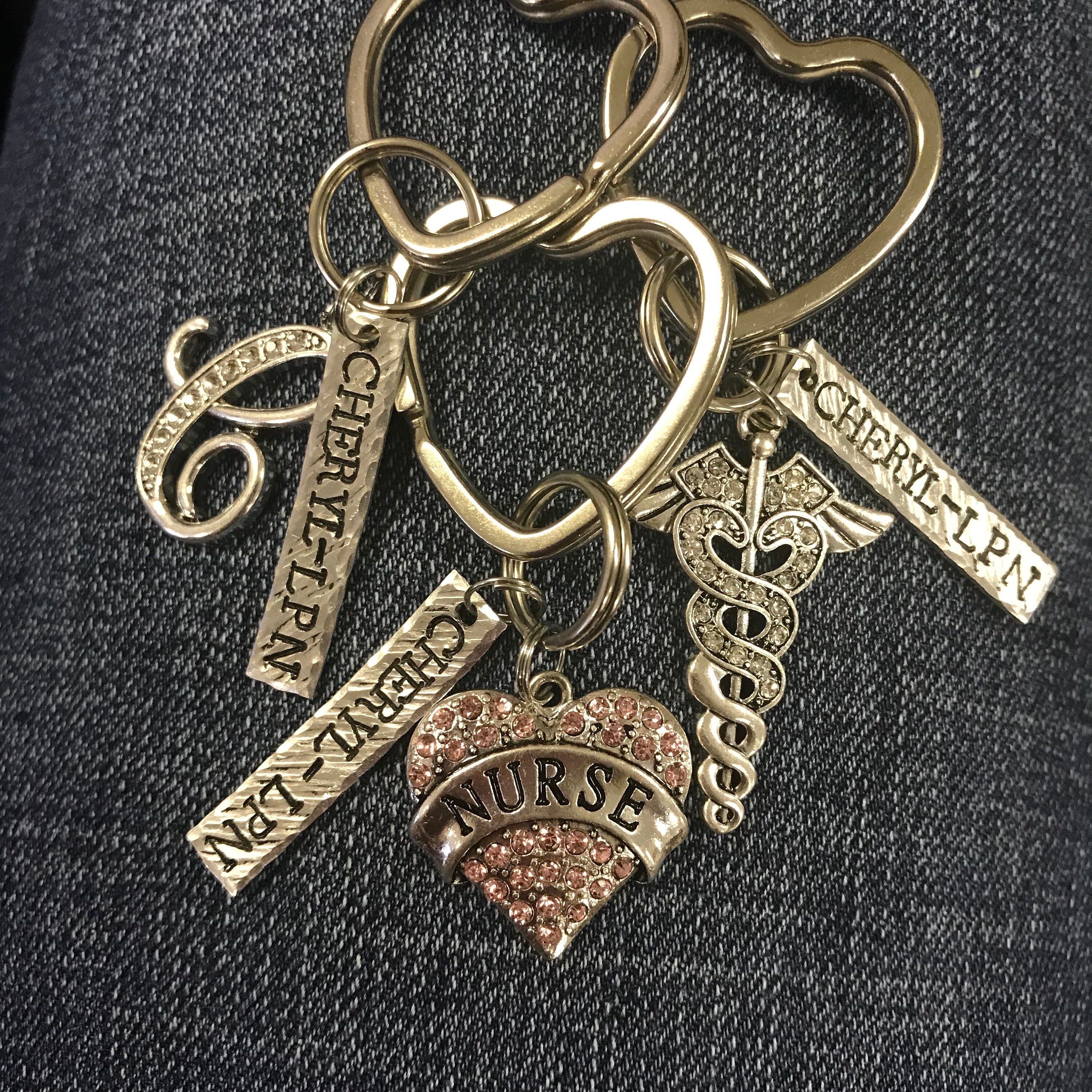 Hand Stamped Nurse Keychain - Handmade Handstamped Personalized RN ...