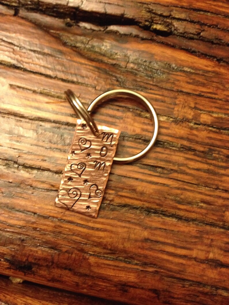 Hand Stamped Personalized Two tag and bead keychain Custom Etsy