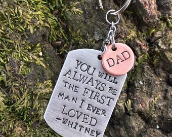 Hand Stamped Dad Keychain – Personalized Father's Day Gift