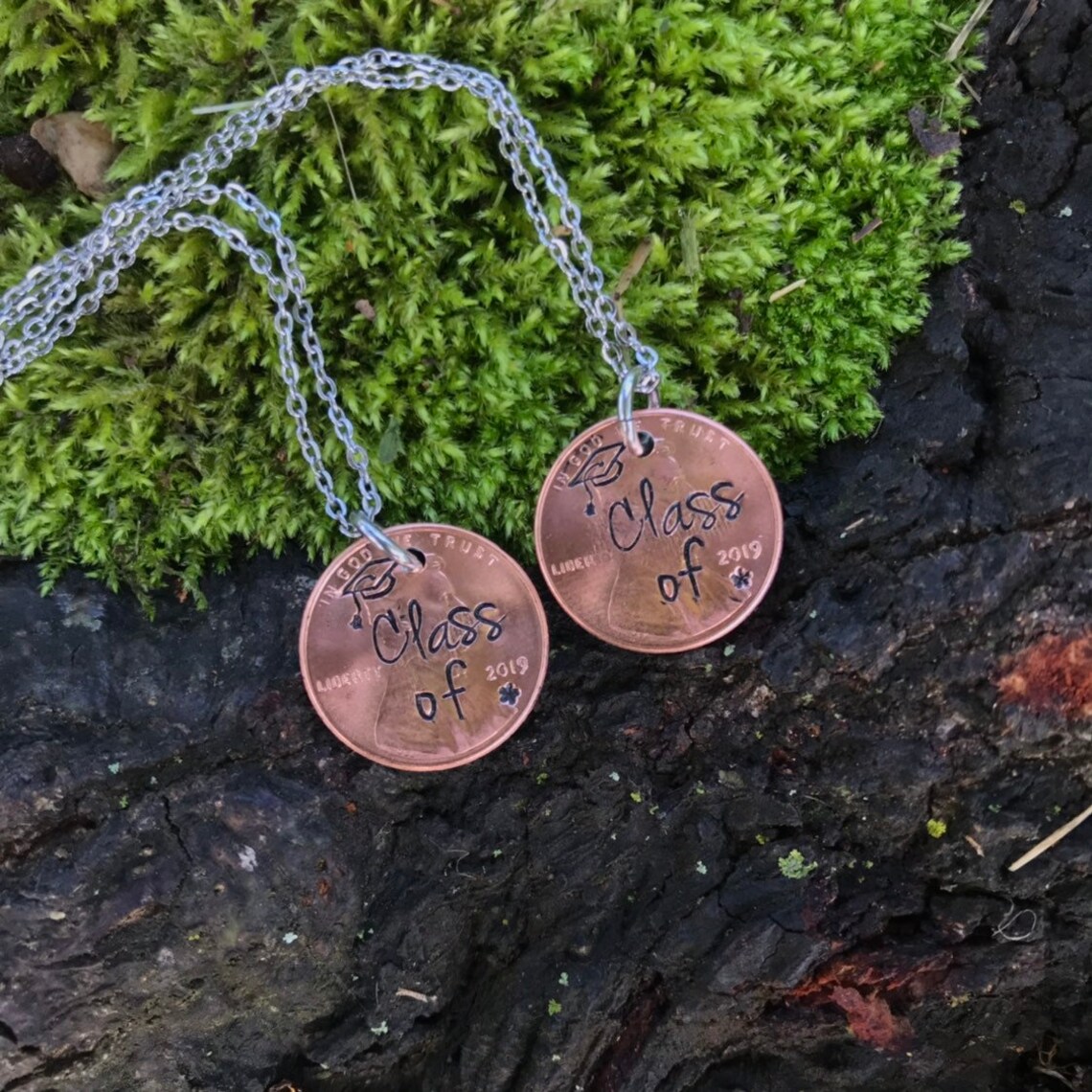 Hand Stamped Penny Keychains Graduation Class of Graduate Etsy