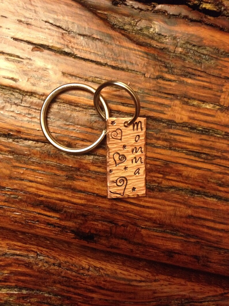 Hand Stamped Personalized Two tag and bead keychain Custom Etsy