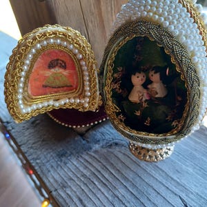 Vintage Antique Diorama Estate Faberge Jeweled Goose Egg.