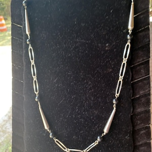 Carol Dauplaise beaded stone silver metal necklace.
