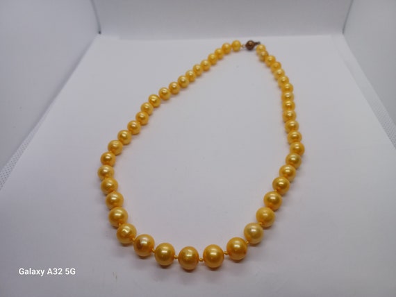 Vintage 14k 18 inch golden pearl necklace - image 1