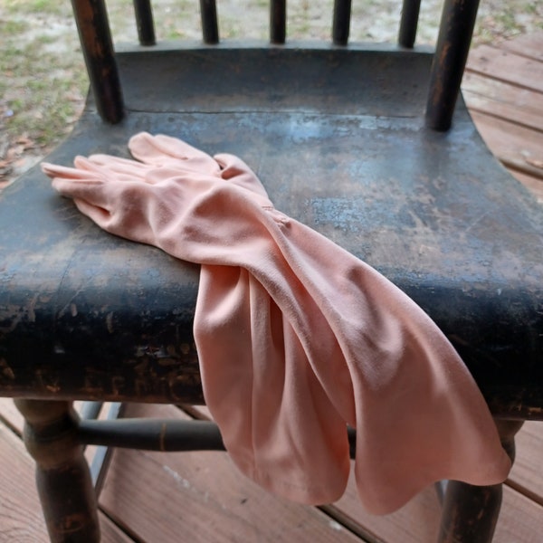 Vintage dress pink/peach gloves