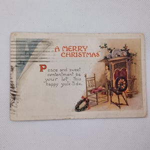 Vintage 1900s Christmas post card Peace yule Tide.