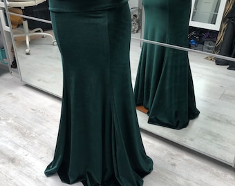 Velvet dark green tribal fusion mermaid skirt