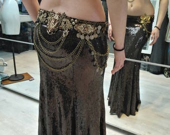 Tribal fusion brown sequin skirt