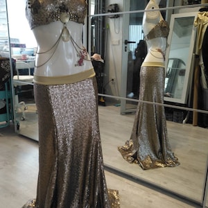Sequin gold-cream tribal fusion skirt