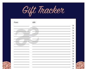 Printable Shower Page: Gift Tracker - Instant Download Pink Stripe