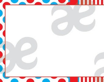 Printable border: Instant Download Seuss BORDER ONLY- 3.5x2