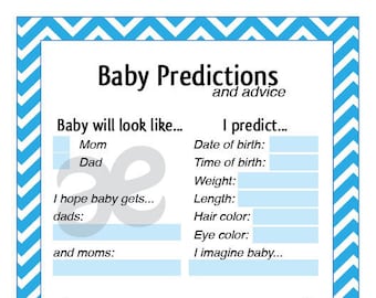 Printable Baby Shower Activity: Baby Predictions - Instant Download Teal Chevron