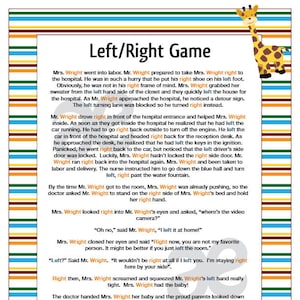 Printable Shower Game: Left Right Game - Instant Download Jungle