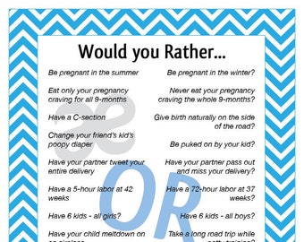 Printable Shower Game: Would You Rather - Instant Download Teal Chevron