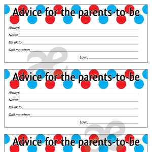 Printable Baby Shower Activity: Advice - Instant Download Seuss