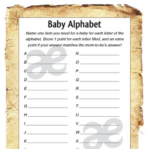 Druckbares Duschspiel: Baby Alphabet - Instant Download Adventure