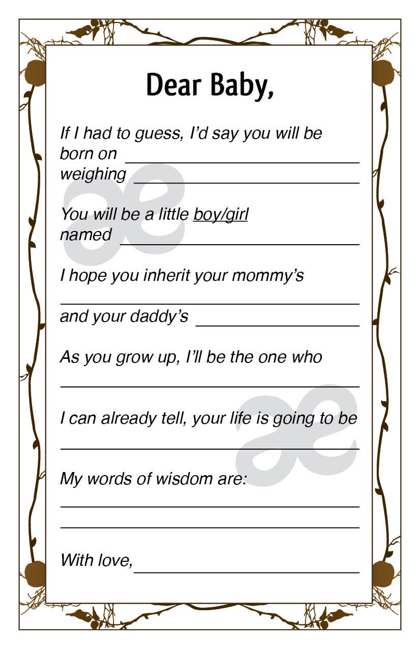 printable baby shower activity dear baby letter instant etsy