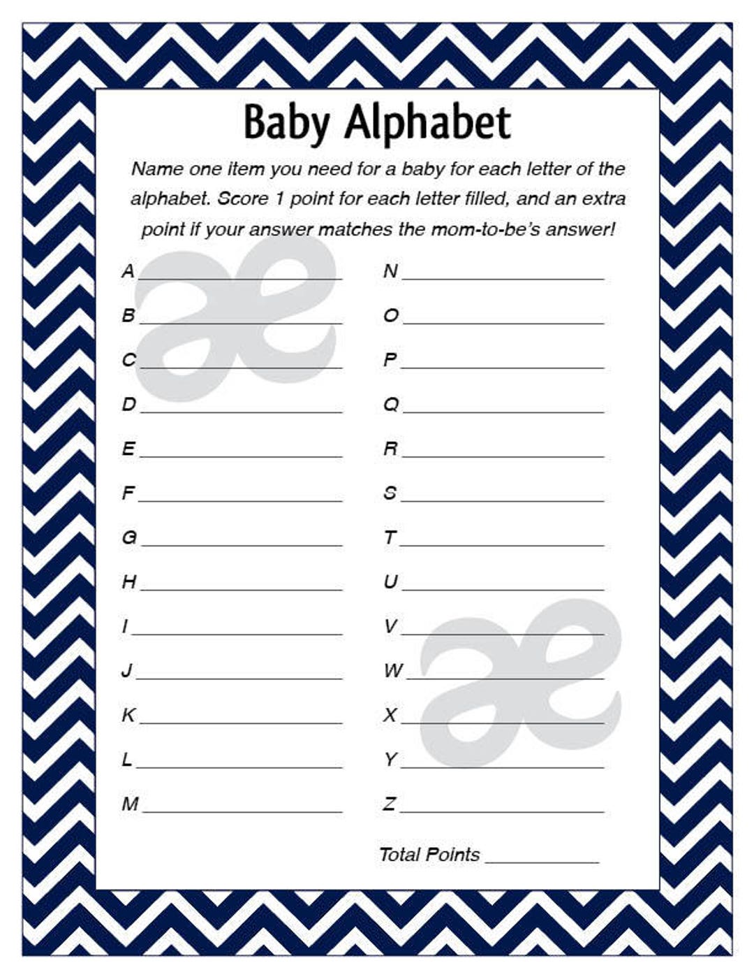 Printable Shower Game: Baby Alphabet Instant Download Blue - Etsy New  Zealand