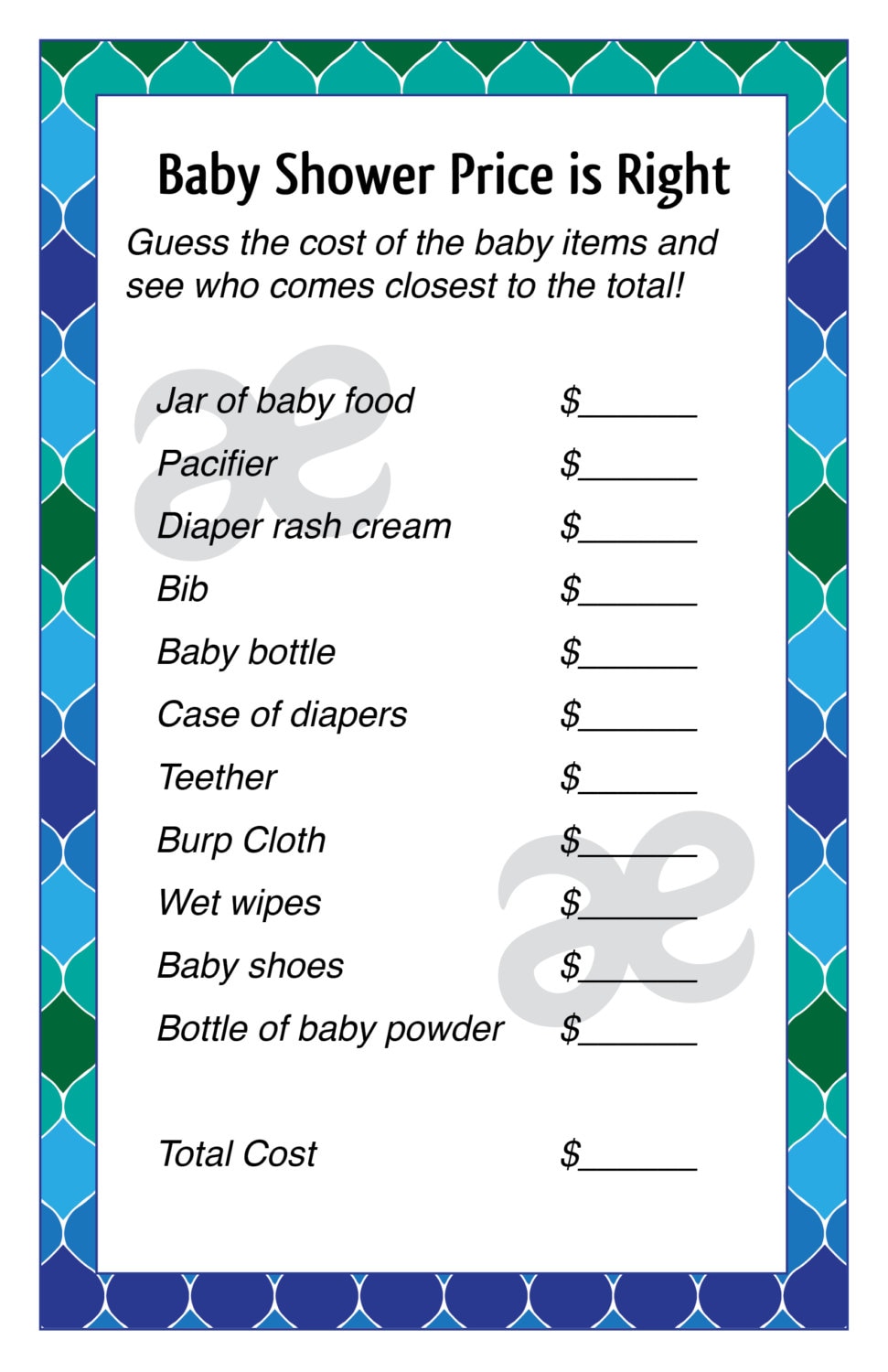 Printable Baby Shower Game Pack - Instant Download Blue Green Ombre - Etsy