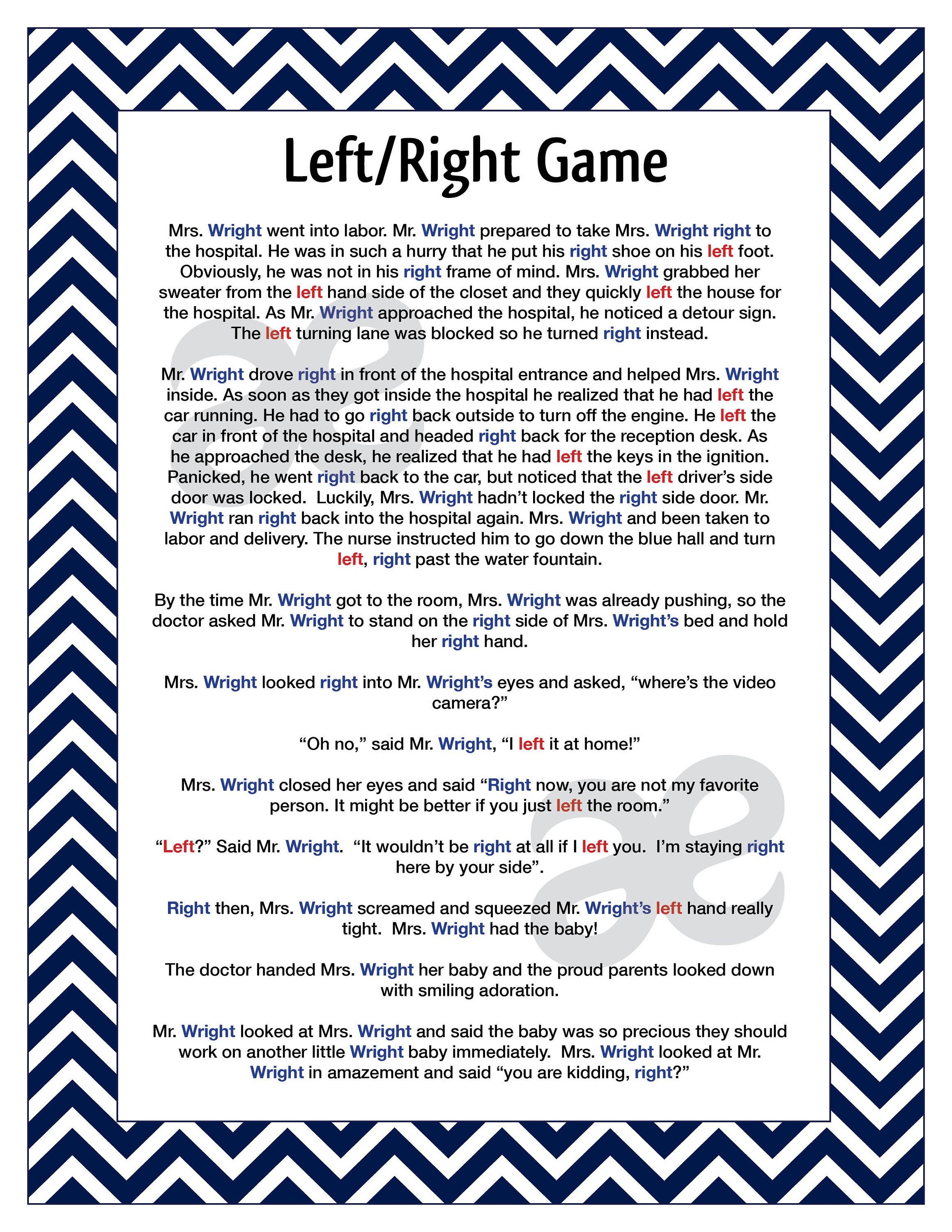 Free Printable Right Left Game For Halloween