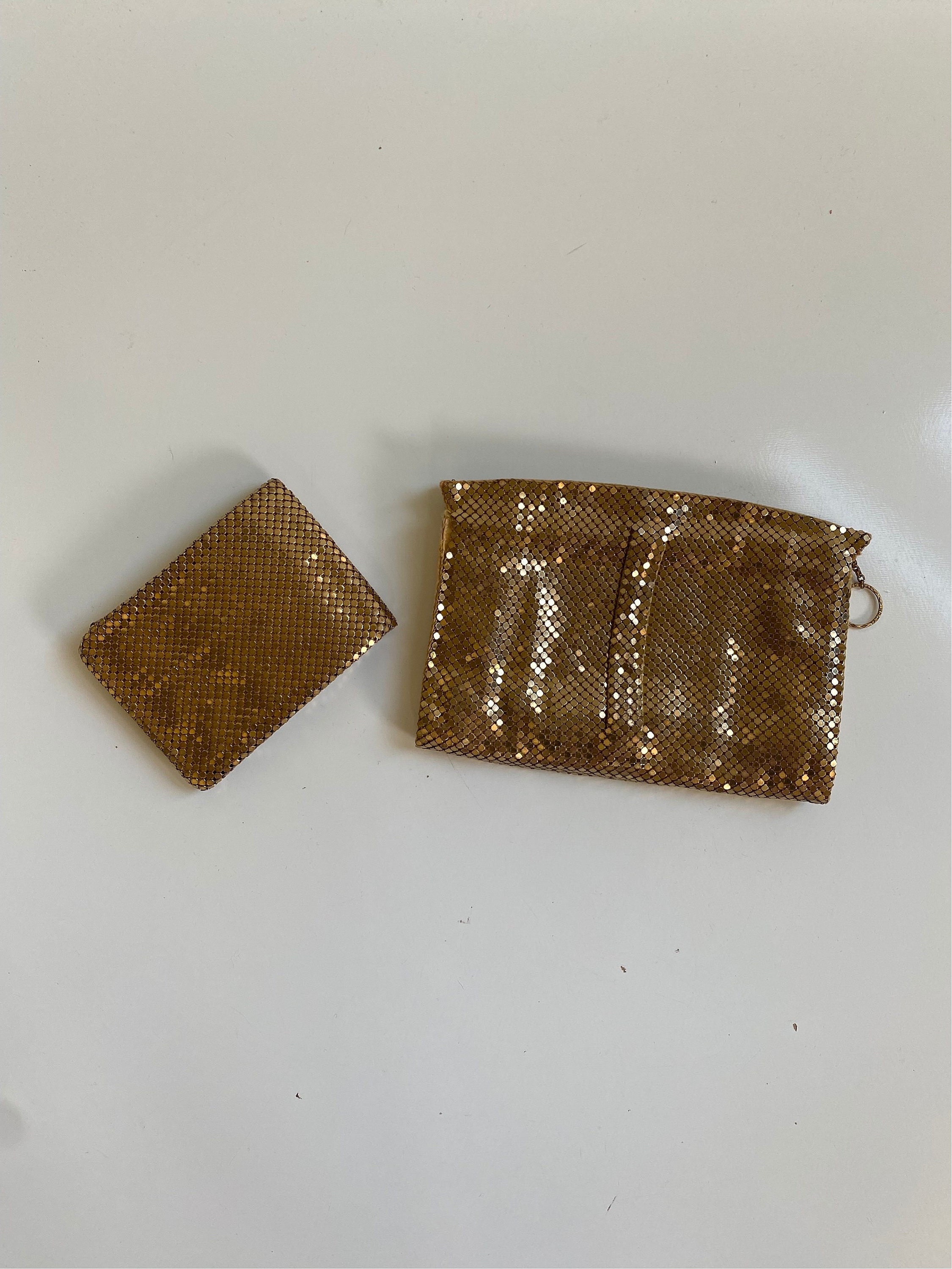 Vintage Whiting and Davis Gold Mesh Clutch Evening Bag With
