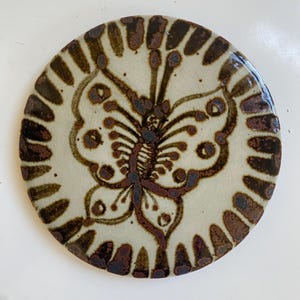 Vintage Ken Edwards Tonala Pottery Butterfly Trivet Round