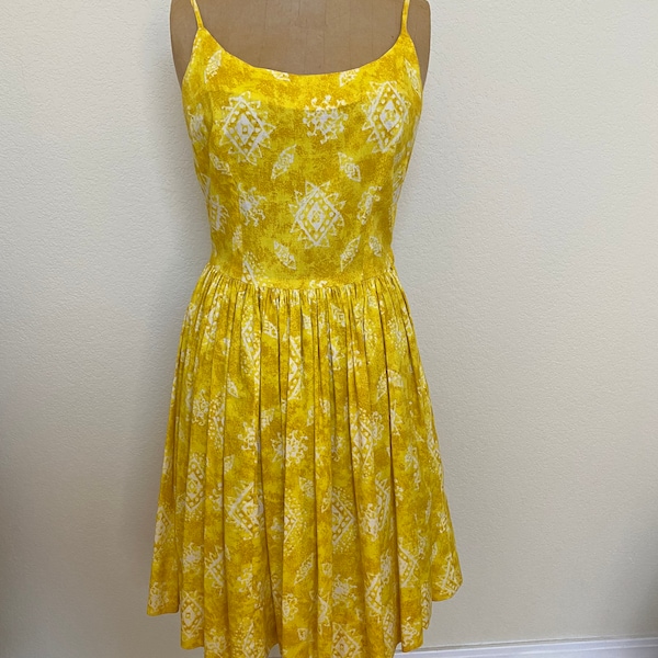 Vintage 1950s 1960s Sundress Yellow Spaghetti Straps