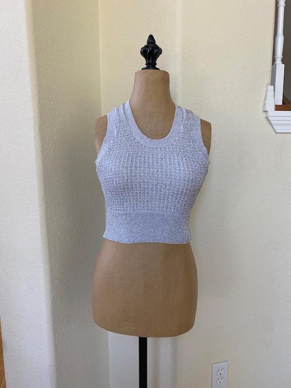 Vintage Morgan De Toi Silver Metallic Crop Top