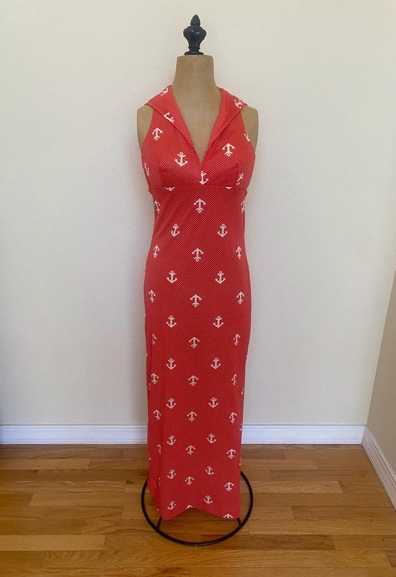 red nautical dress The GREAT. Red Sailboat Bandana Drop Waist Dress Red Sailboat Bandana / 3