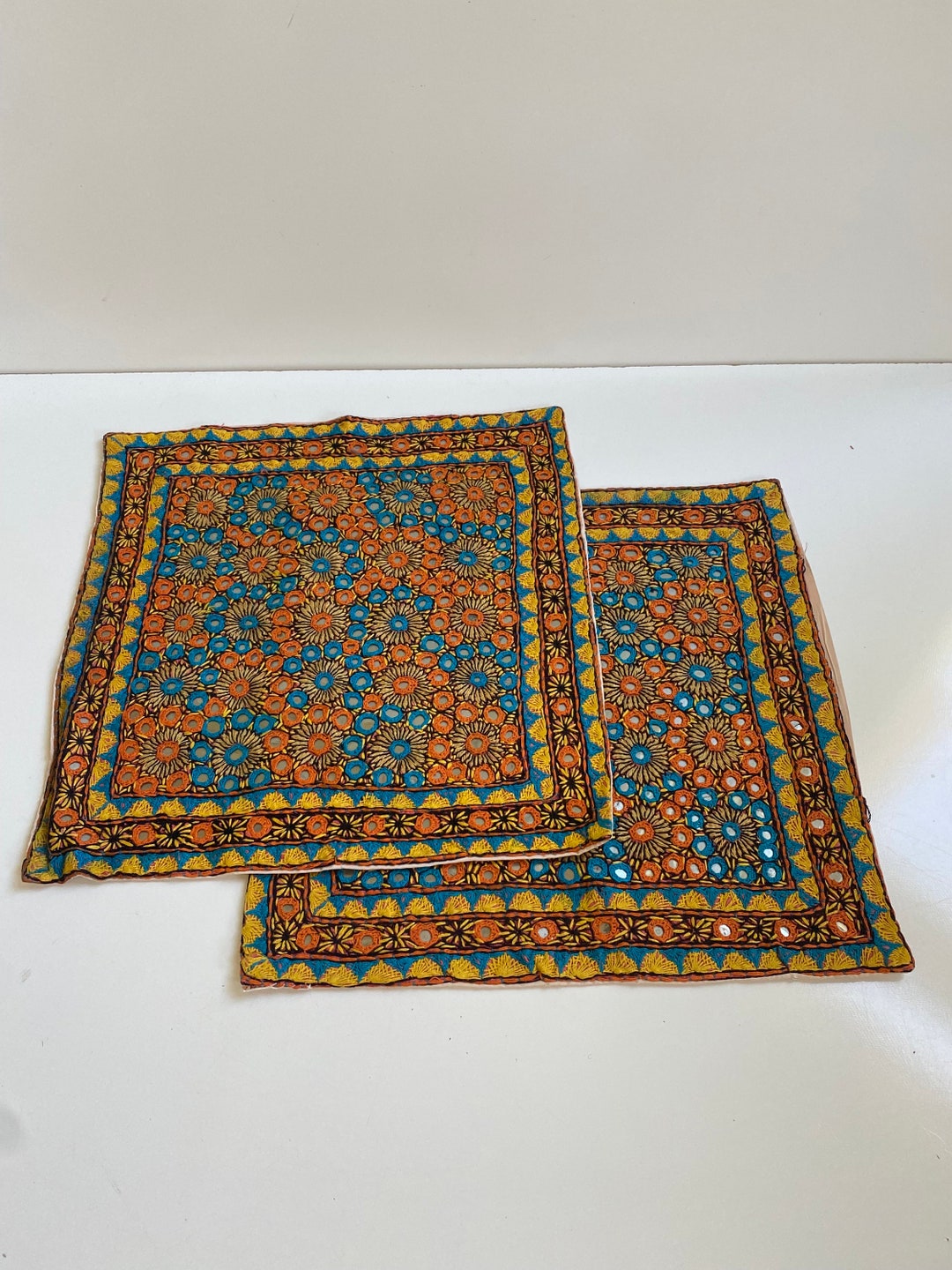 Vintage Pakistani Shisha Embroidered Pillow Covers 16 by 16bohemian