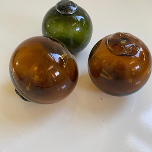 Vintage Japanese Glass Fishing Floats Lot of Three Approx 5 Inch