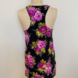 Betsey Johnson Silk Slip Dress Racerback Rose Print Size 4 USA Made image 3