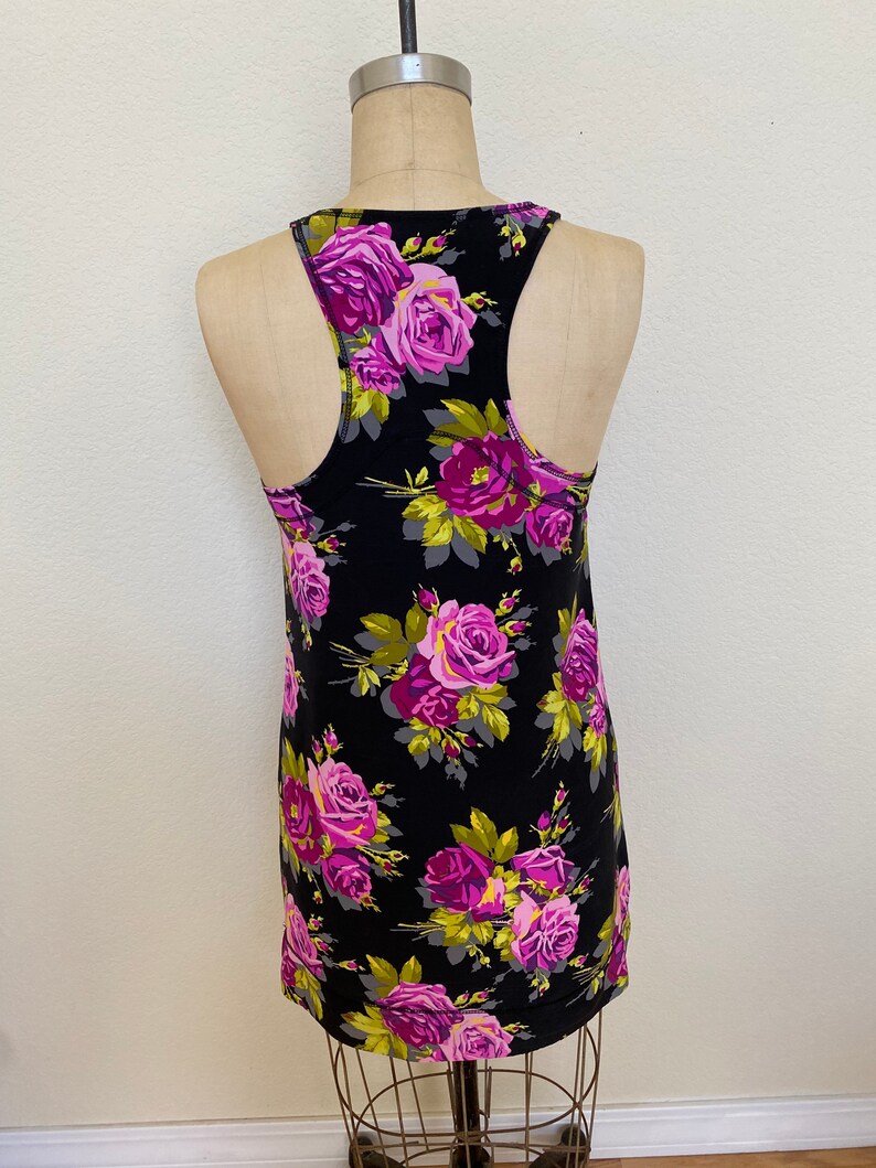 Betsey Johnson Silk Slip Dress Racerback Rose Print Size 4 USA Made image 3