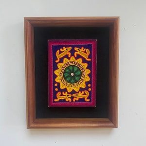 Vintage Huichol Art Framed 9 by 7.5
