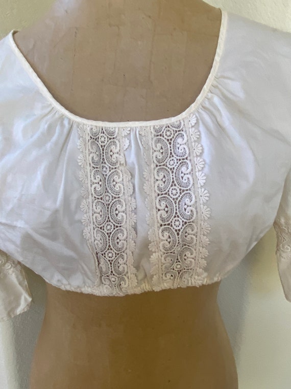 Vintage Off White Cotton Crop Top Blouse 1970s - image 2