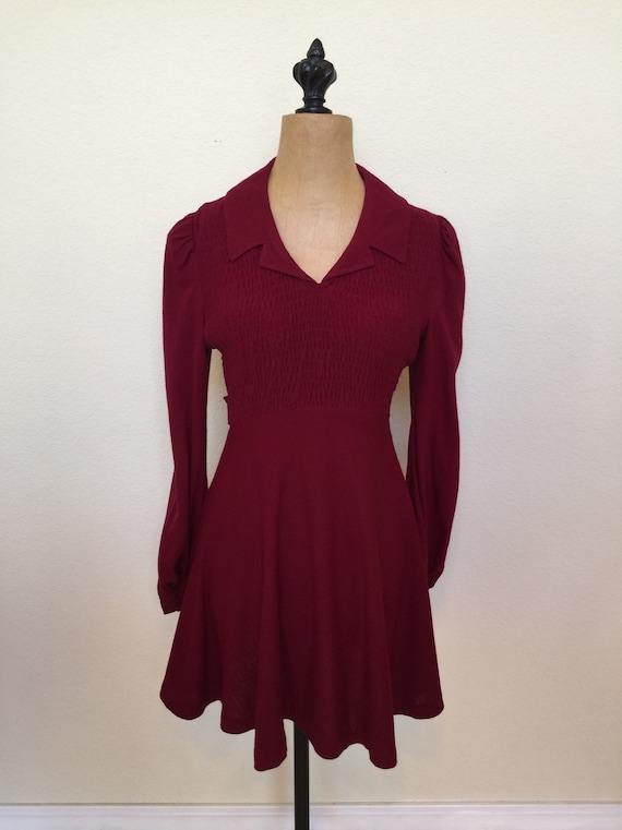 Vintage 1970s Dress Maroon Jody T of CA